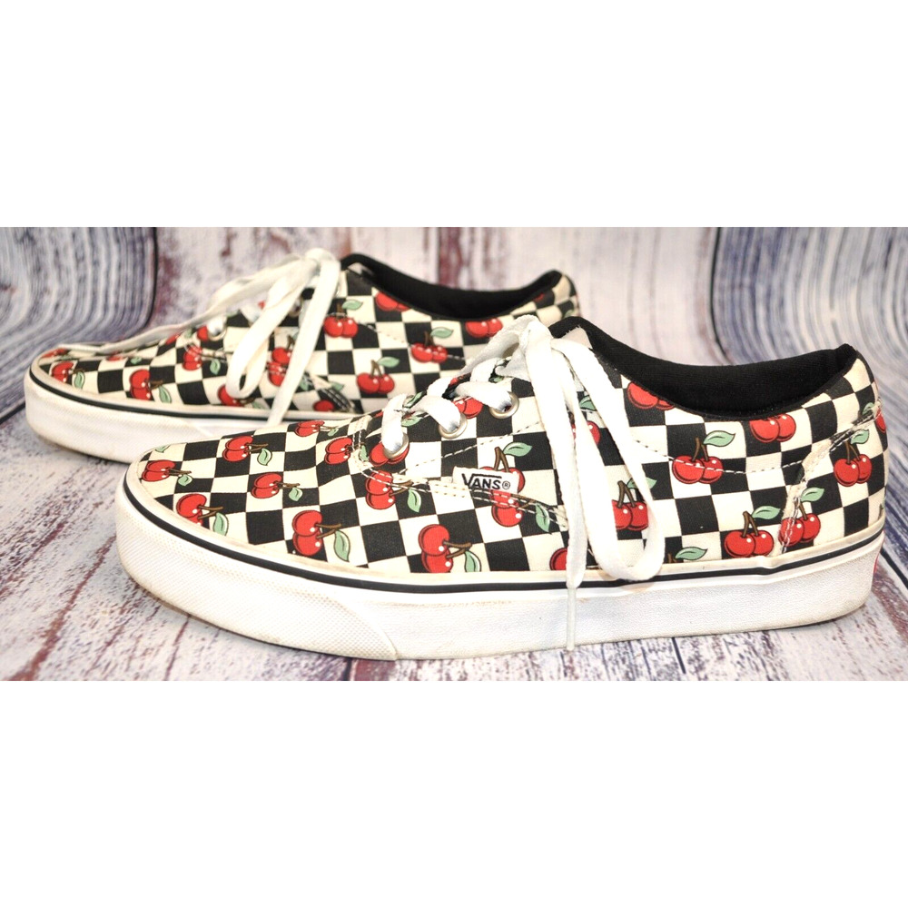 Vans Doheny Cherry Checker Black / White Checkerboard Shoes Woman's Size 8.5 - Picture 2 of 8